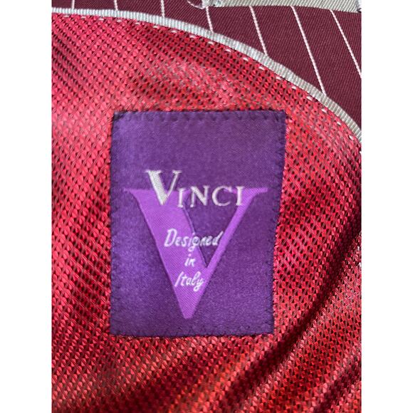 Vinci Men's Size 48L/43L Red/White 3 Piece Suit Vest, Jacket, and Pants - Picture 3 of 16